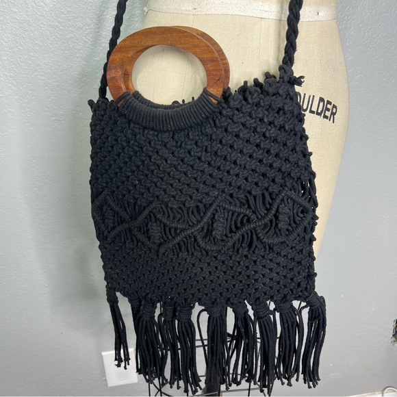 Danielle Nicole Macrame Fringe Crossbody Purse - Picture 4 of 5